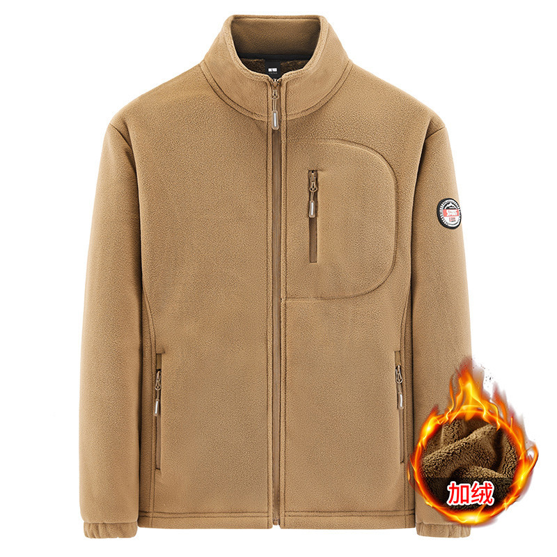 plus size 2024 new men's fleece jacket sports hooded sweater jacket fleece-lined assault jacket liner shake grain