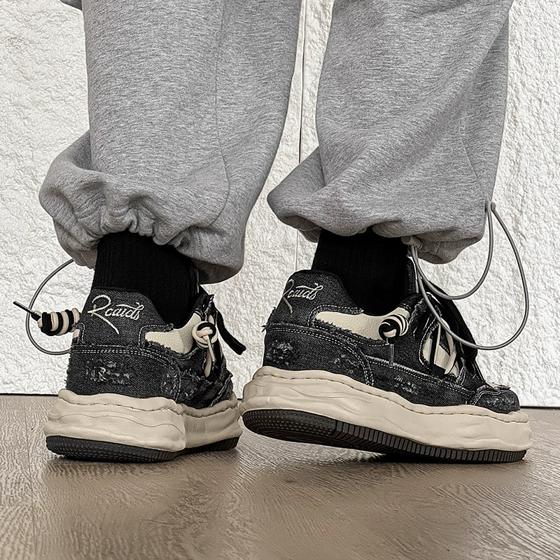 High universal denim low sneakers for beloved, 7cm