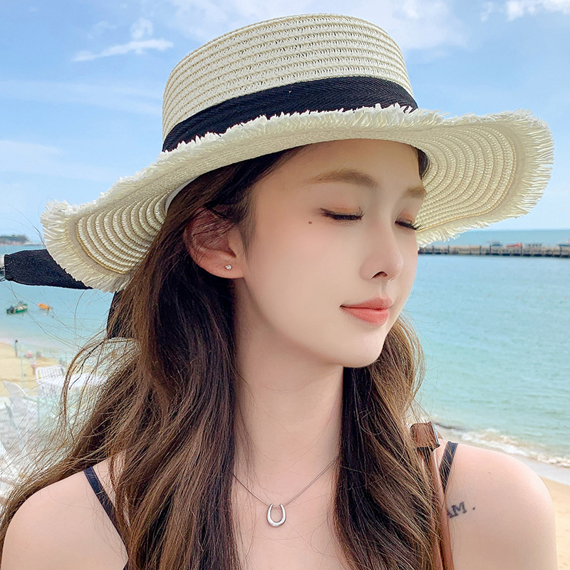 Women's Straw Beach Hat With Bow For Summer Holiday Style_voghion.com