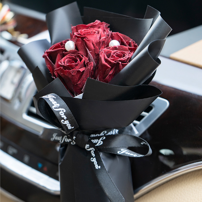 Mini rosas de flores eternas, 6 pequeños ramos para decoración de coches, regalo del Día de San Valentín para novia, regalo creativo y de alta gama con flores reales