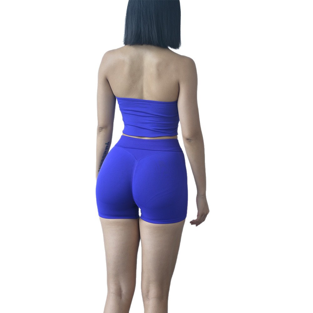 Cross-border dfyne sin pico de vestir para mujeres pantalones cortos de yoga mel mel mel melon elevación de cadera colgante chaleco deportivo conjunto de fitness