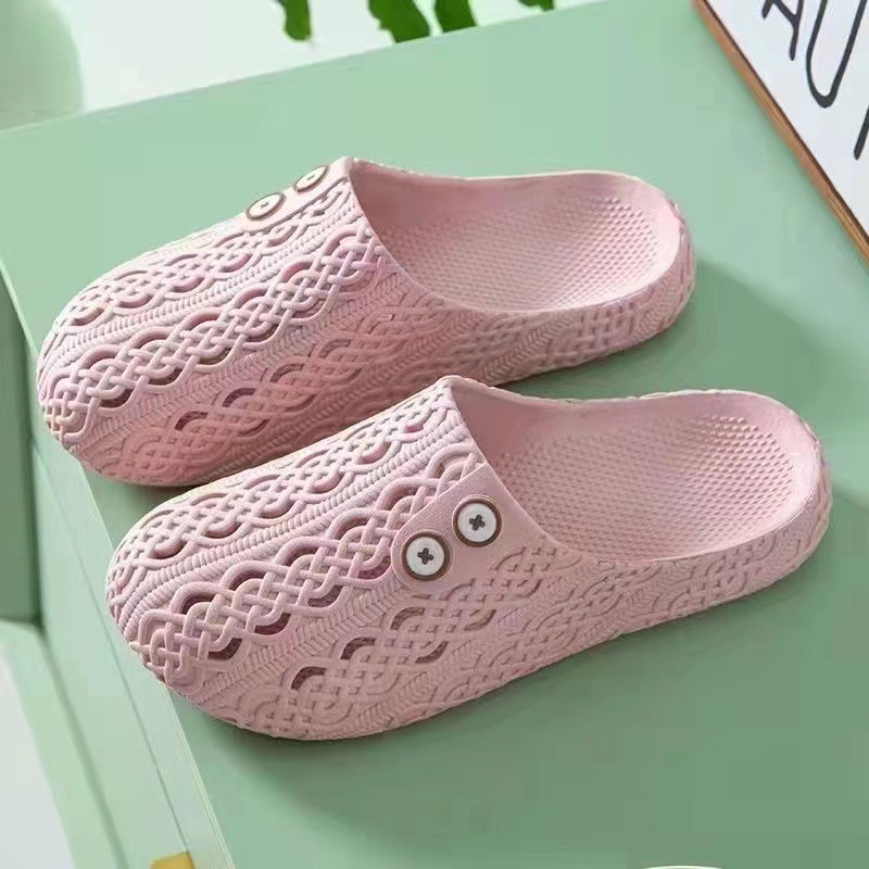 Nuevas zapatillas planas antideslizantes hollow-out lindo color sólido playa verano al aire libre baño zapatos de mujer sala de Casa sandalias de Punta cerrada