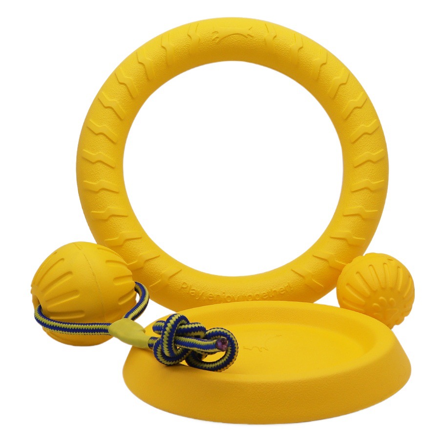 Juguete para perros EVA, autoentretenimiento, alivia el aburrimiento, duradero, resistente a las mordidas, indestructible, pelota para perros grandes con anillo de tracción.