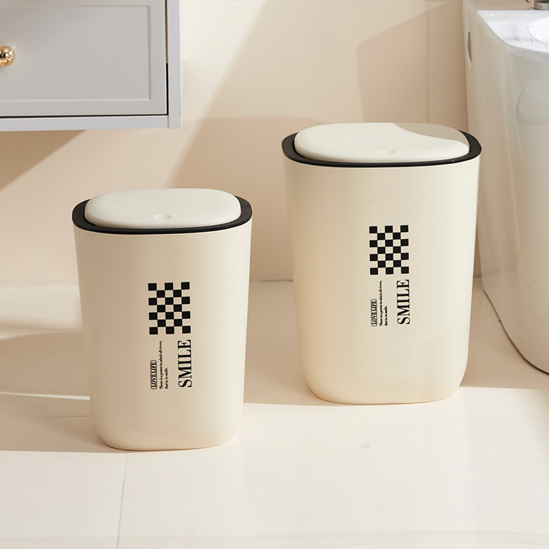 Household Push-Type Trash Can, Bathroom Trash Can, Living Room, Kitchen, Bathroom, Anti-Odor Pop-Up Lid Trash Can