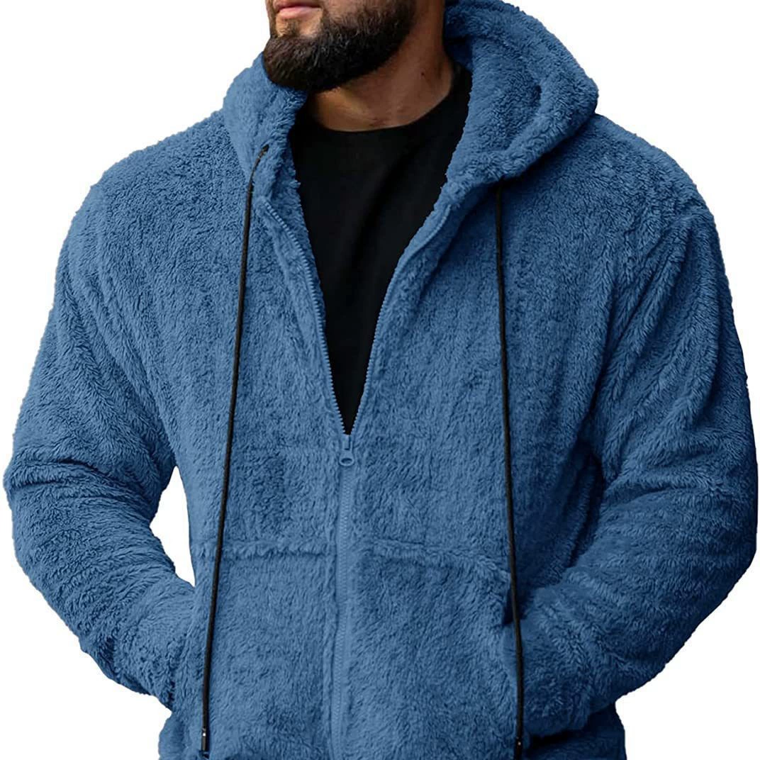 Осень 2023 мужской плюшевый кардиган с капюшоном