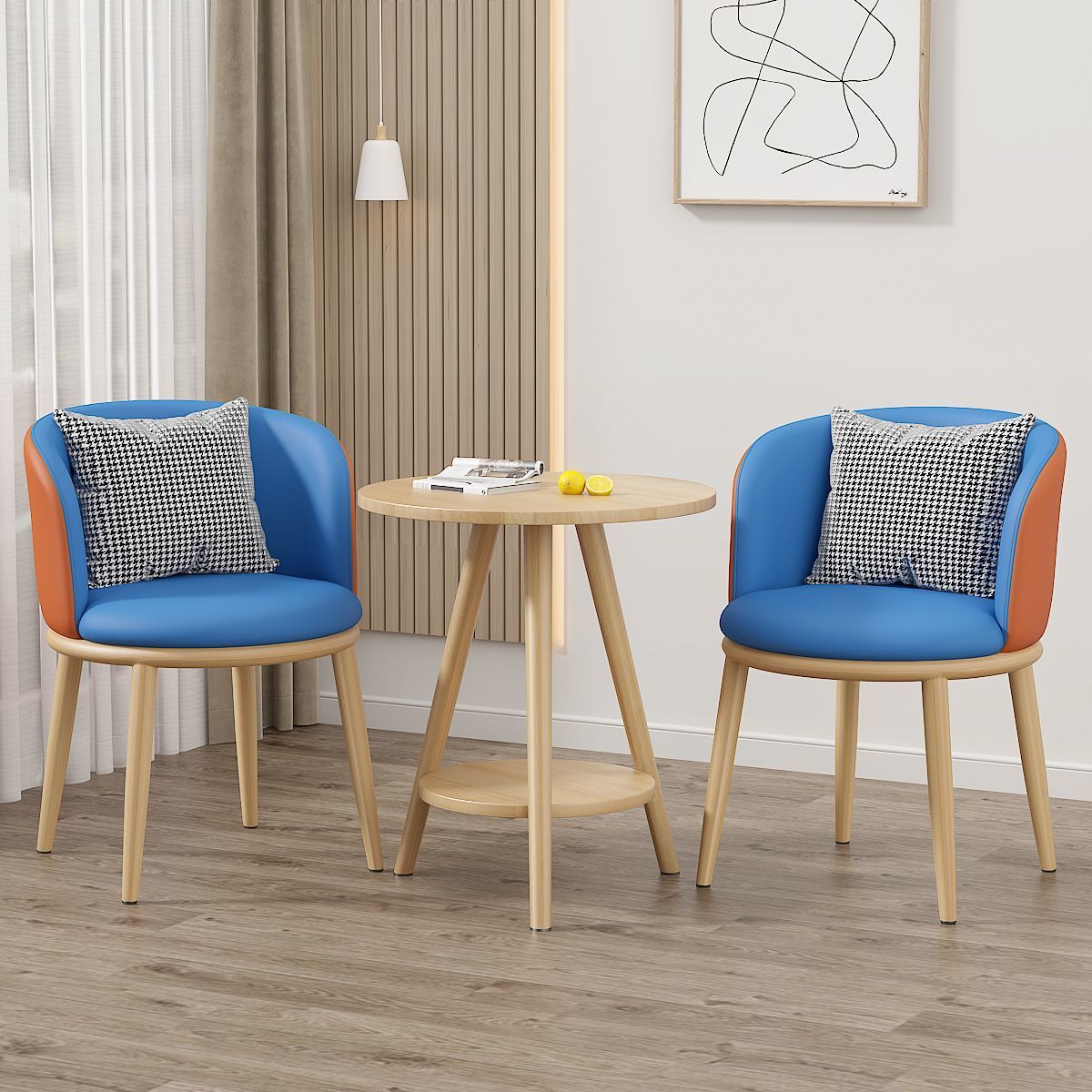 Balcón mesa y silla de ocio sala de estar combinación de mesa y silla de té de lujo ligero B & B Hotel Negociación Juego de tres piezas de mesa y silla de celebridades de Internet