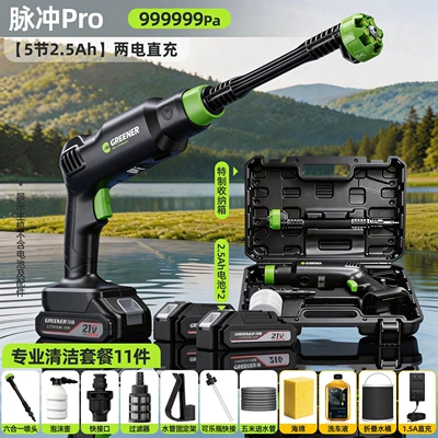 Water Gun, Household Cleaning Machine, Portable car washer - 999999papulse-pro25ahdual-battery-direct-chargingprofessional-cleaning-package-11-pieces-send-a-storage-box