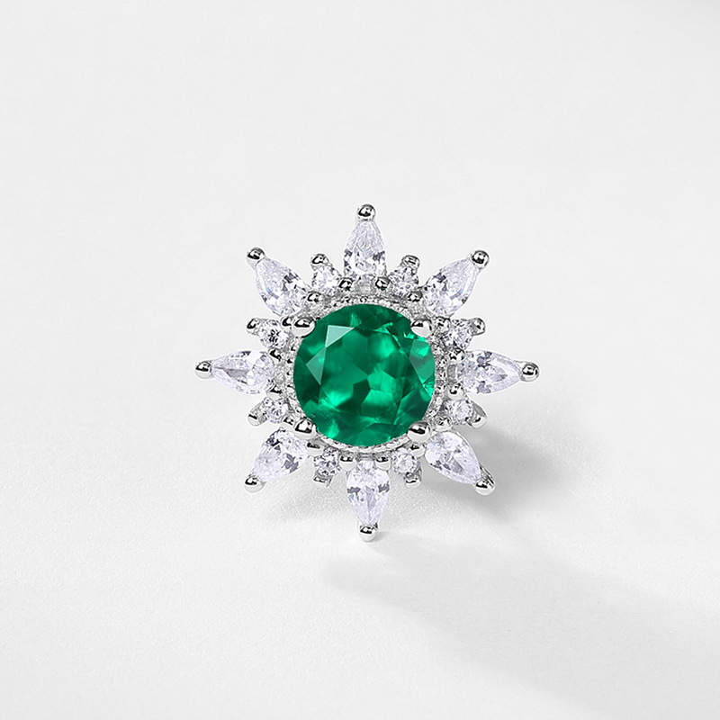 Especializado en Europa y América para el cultivo de lujo ligero retro, pendientes de esmeralda, pendientes de color flor de sol de plata S925, simples europeos y americanos