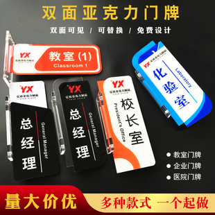 Double-sided side-mounted acrylic classroom Department class card school door number Office sign grade can be replaced