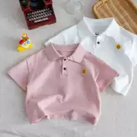 2025 новый сплошной цвет смайлик детская рубашка POLO для мальчиков и девочек летняя одежда тонкая детская футболка с короткими рукавами из хлопка с лацканом