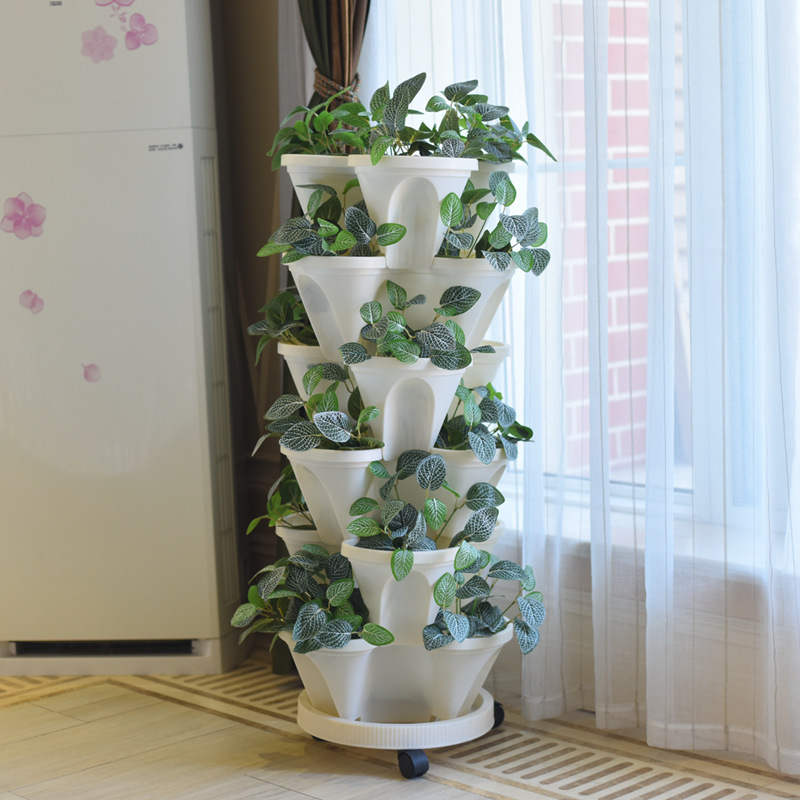 立体植栽ポット 多層クリエイティブ植木鉢 特大プラスチック植栽箱 イチゴ鉢植えポット 家庭用ベランダ|undefined