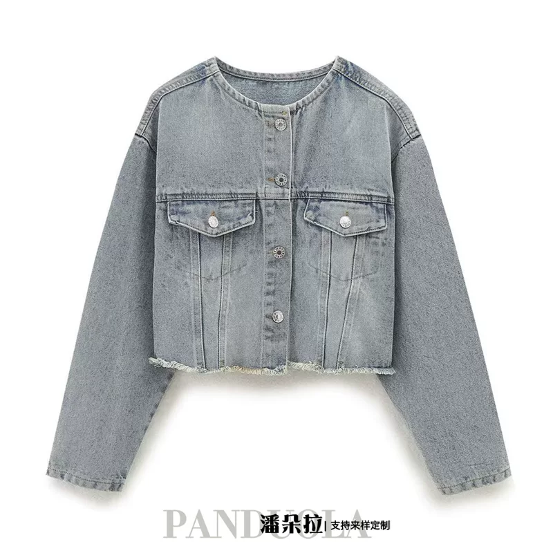 (Cross-border trading), spring retro design denim jacket, European style, trend of season