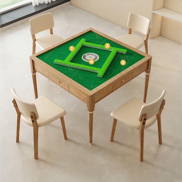 Moderno y simple, completamente automático, tablero de roca de madera maciza, máquina de mahjong, mesa de comedor, mesa de mahjong eléctrica doméstica de estilo crema de doble uso