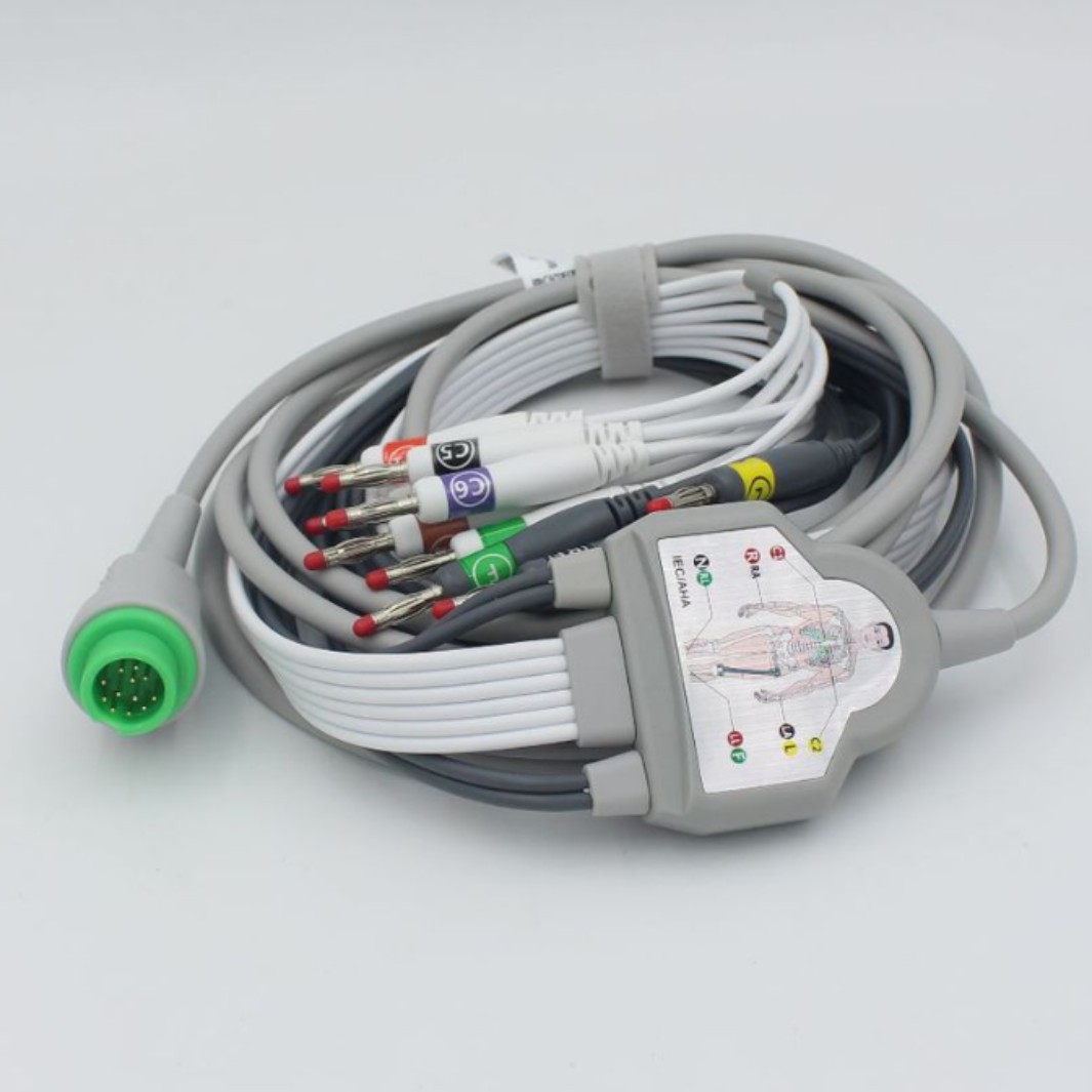 适用于迈瑞BeneHeart R12心电图机导联线12道心电导线4.0香蕉插针