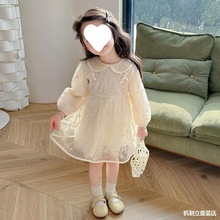 女童春秋季连衣裙2024新款儿童装女孩公主裙中小童碎花蕾丝裙子仙