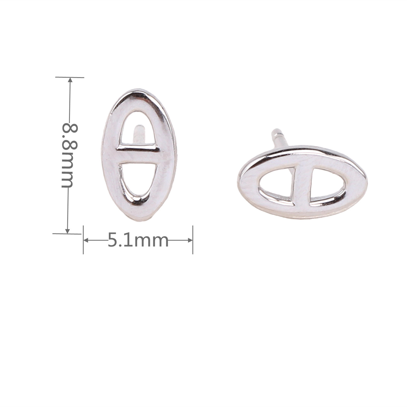 1 Pair Simple Style Pig Nose Solid Color Plating Sterling Silver White Gold Plated Gold Plated Ear Studs display picture 3