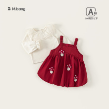 邦选2025新款秋装女宝宝裙套装可爱背带裙女童连衣裙儿童两件套