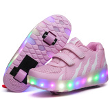 Factory supply heelloo shoes spot wholesale men's and women's children's adult double skates led light shoes large favorably