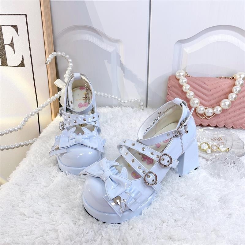 펑크 스타일 달콤한 쿨 로리타 신발 두꺼운 힐 플랫폼 하이힐 귀여운 로리타 신발 스파이스 걸스 일본 스타일