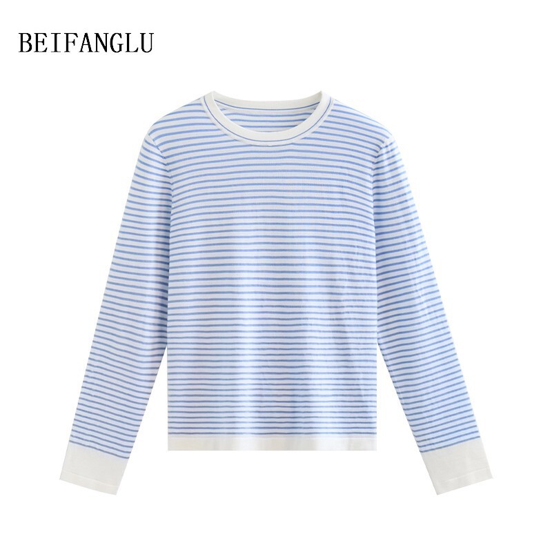 Northern Deer French Layered Classic Stripes! Worsted Fine Wool Versatile 2025 Spring Knitted Base 2896