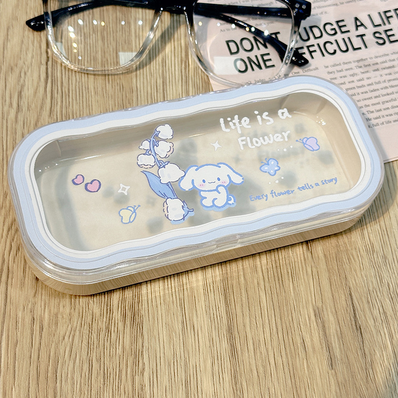 Estuche para gafas moderno con un toque de alta gama, diseño ondulado y bonito, estuche transparente portátil para gafas, estuche para gafas de miopía, estuche para gafas infantiles.