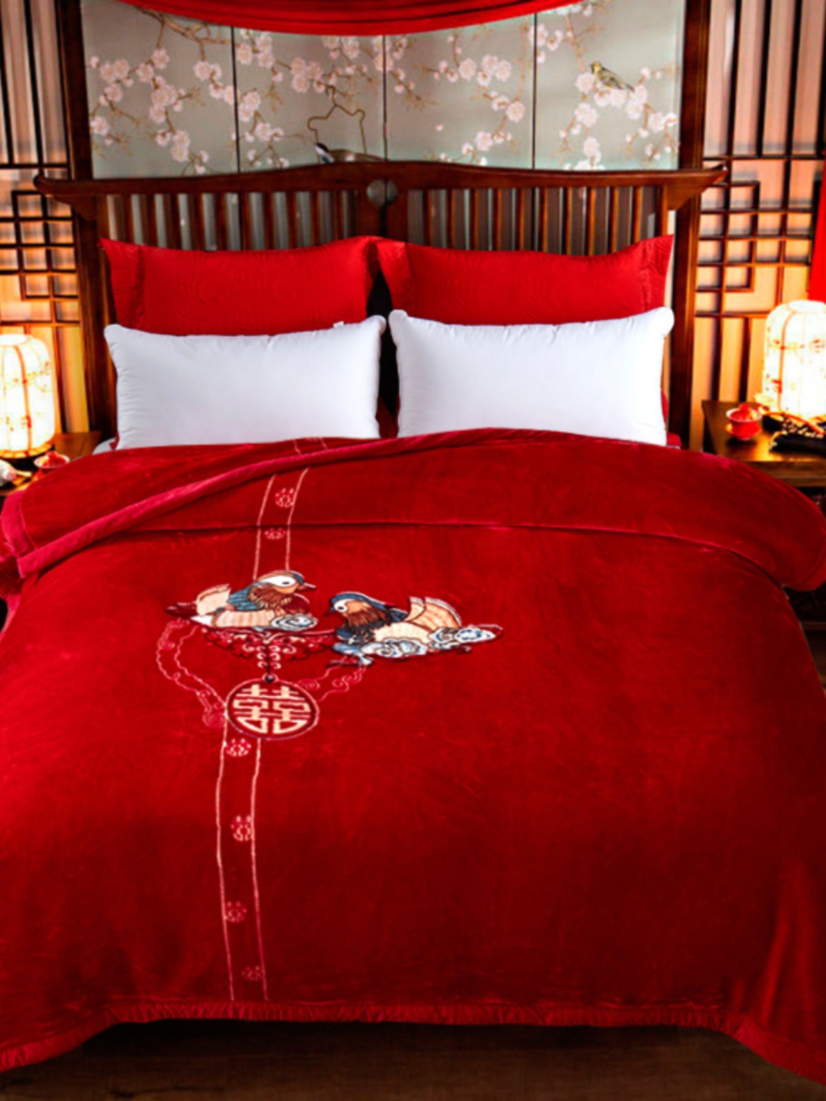 웨딩 빅 레드 담요 웨딩 담요 레드 퀼트 웨딩 더블 두꺼운 클라우드 담요 러닝을위한 담요