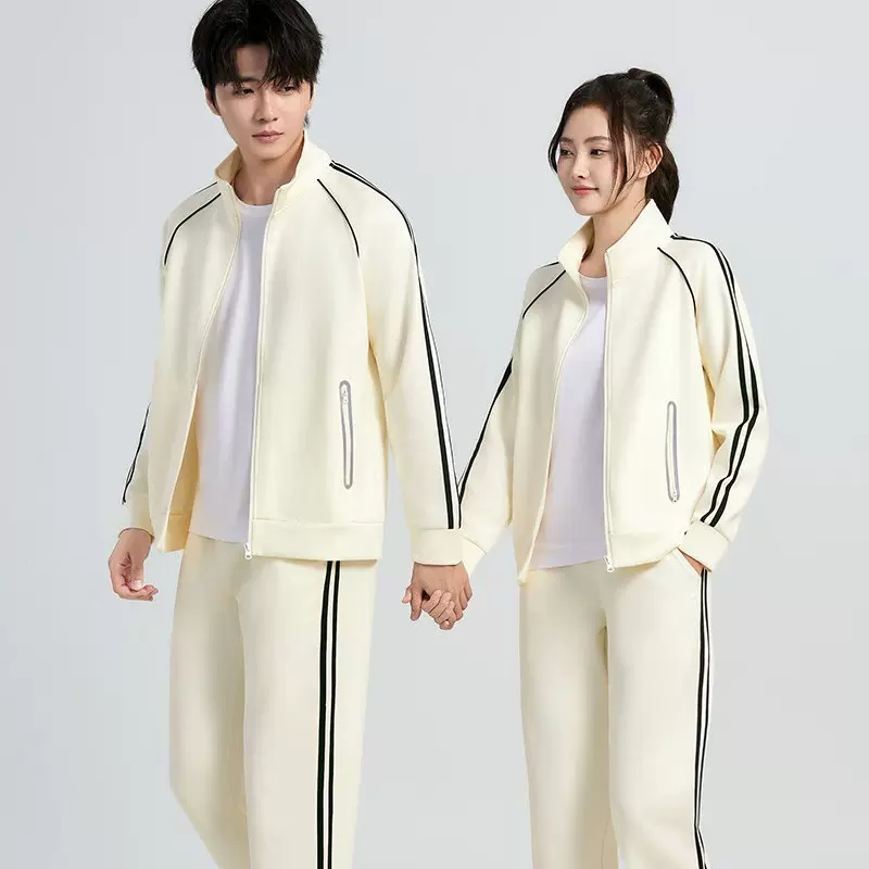 春秋新款休闲运动套装男女时尚潮流情侣装运动服棉质学生班服高级