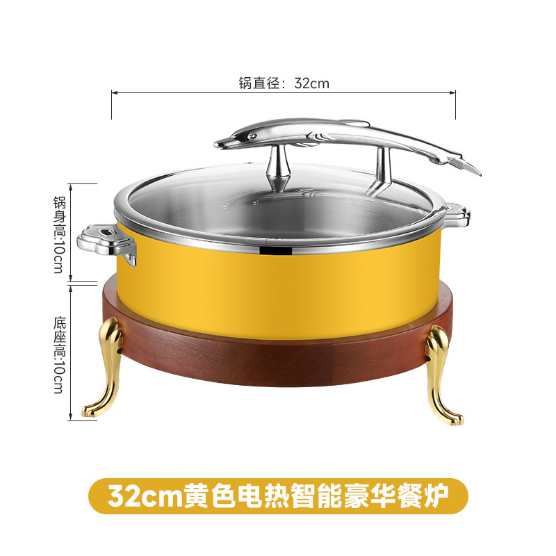 業務用カラーディスプレイポットホテルビュッフェストーブ中華風ビュッフェ温菜ストーブ加熱と保温304ステンレス鋼の食器ボウル|undefined