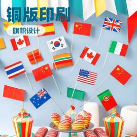 各国牙签旗定制餐厅装饰酒店用品牛排披萨插旗网红水果插签旗帜