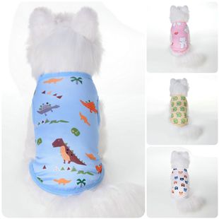 Pet Dog Thin Vest Summer Cool Sunscreen Anti-mosquito Anti-hair Cartoon Printed Teddy Fadou Clothing