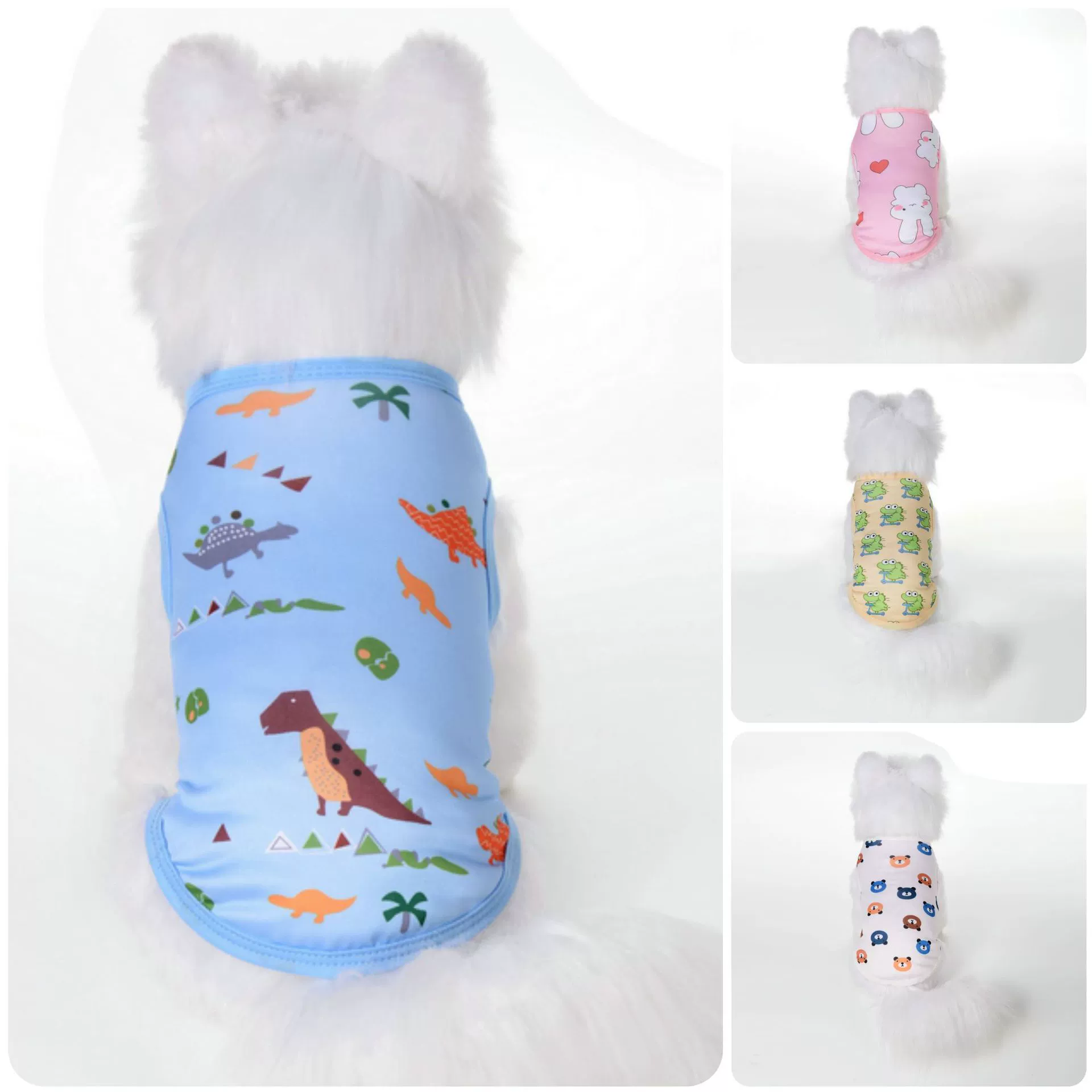 Домашние собаки тонкий жилет летом прохладный солнцезащитный крем комаров анти-выпадение волос мультяшный принт Тедди