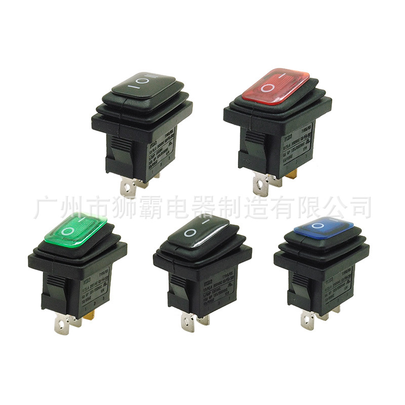 厂家供应 KCD3电动车IP65防水船型开关5*21尺寸防水红色船形开关