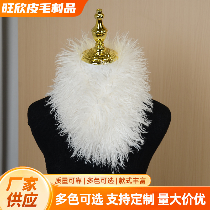 Thickened Short Plush Scarf, Double-Sided Faux Sheepskin Fur Scarf, Japanese and Korean Sweet Style for Women, Winter Warm Neck Warmer