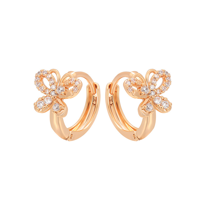 Xuping retro mariposa hueco orejas de aleación de cobre chapado 18k simple nicho pendientes rusos orejas para mujeres