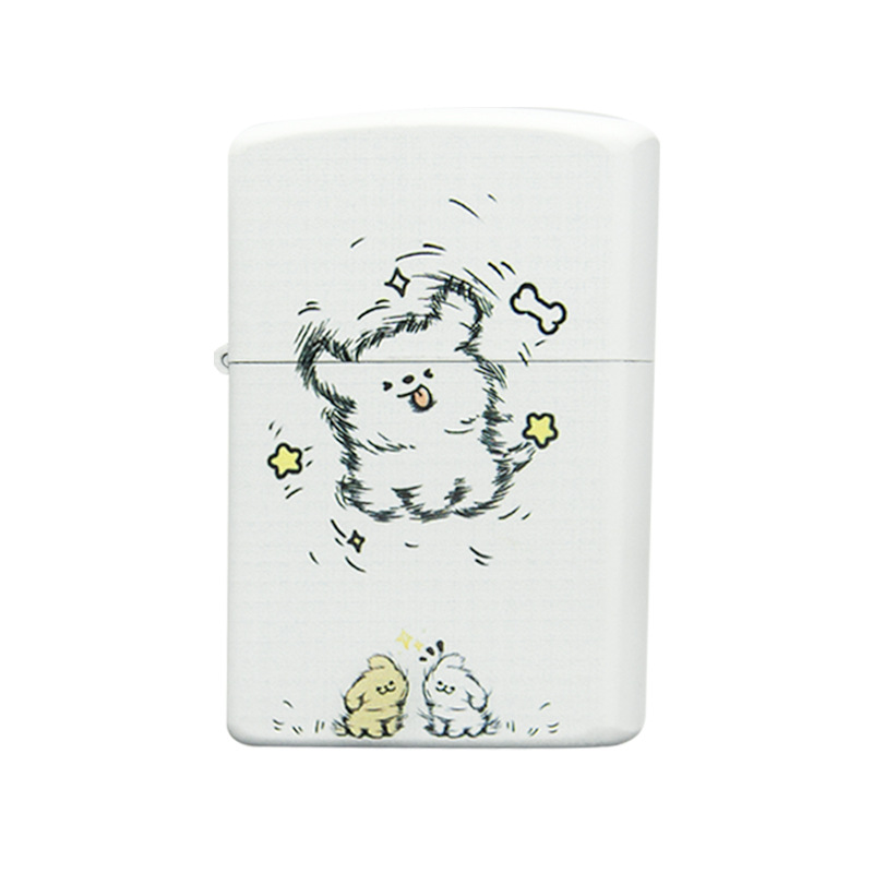 조로 - 흰색 페인트 보드 - 컬러 인쇄 - 흔들리는 흰색 강아지