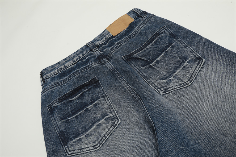 Men's Tie-Dye Gradient Jeans - High Street Vibe, Loose Fit, Wide Leg, Straight Cut, Distressed Wash, Casual Streetwear For Men (Black, Blue S-XXL)_mkmklike.com