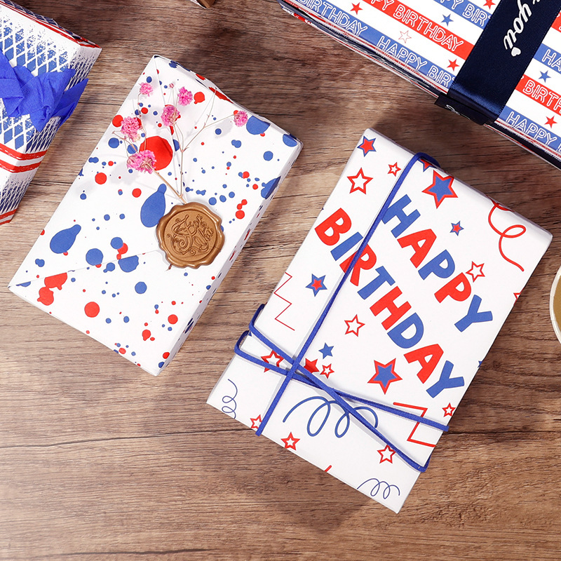Amazon venta caliente cartón de dibujos animados para niños original papel de embalaje caja de regalo DIY papel de embalaje de viento papel artesanal