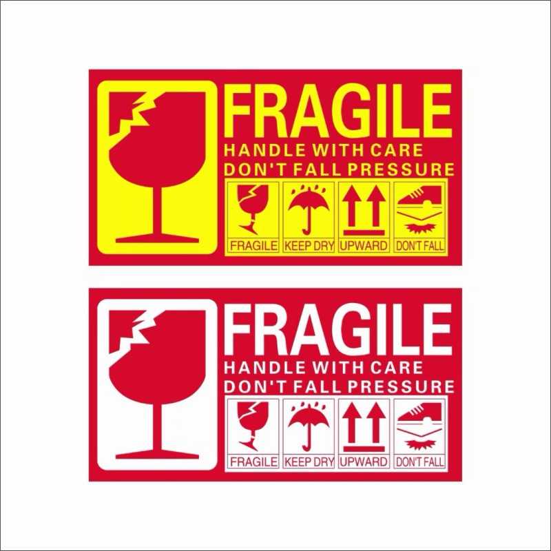 英文易碎品标签fragile向上小心轻放勿压警示转运不干胶物流封箱l