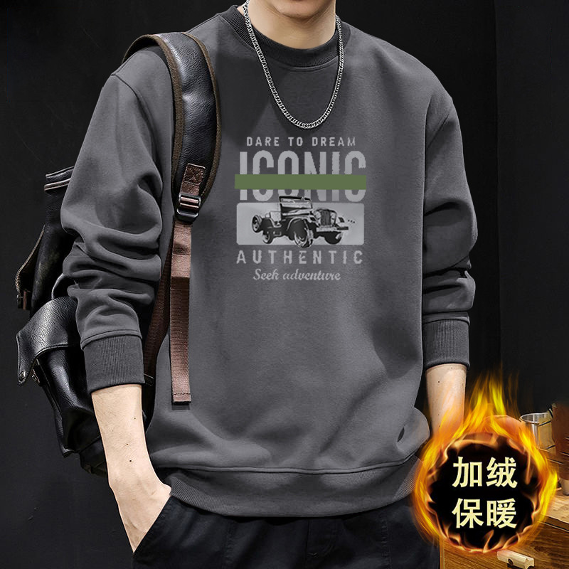 Pesado y camisa de cuello redondo para hombres nueva primavera y otoño marca de moda americana de manga larga chaqueta de otoño para hombres