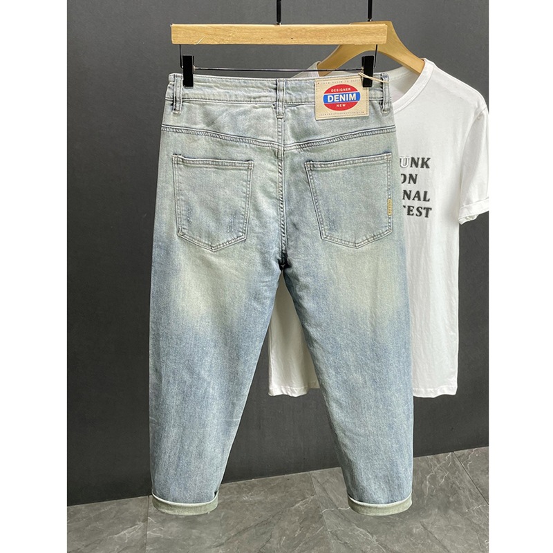 Trendy Brand Light Color Jeans Men's Summer Thin Loose Straight Harem Pants American Style High Street Casual Men's Pants