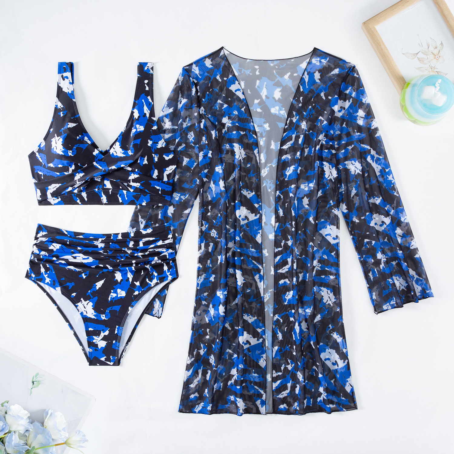 Femmes Élégant Femme Impression Ensemble De 3 Pièces Bikinis Vête De Maillot De Bain display picture 34