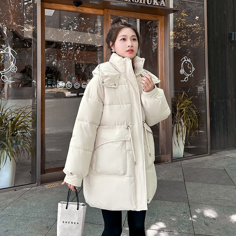 Ropa de algodón para mujeres invierno 2024 nueva chaqueta de algodón suelta media y larga con capuzas gruesas chaqueta de algodón de moda coreana para mujeres image 9
