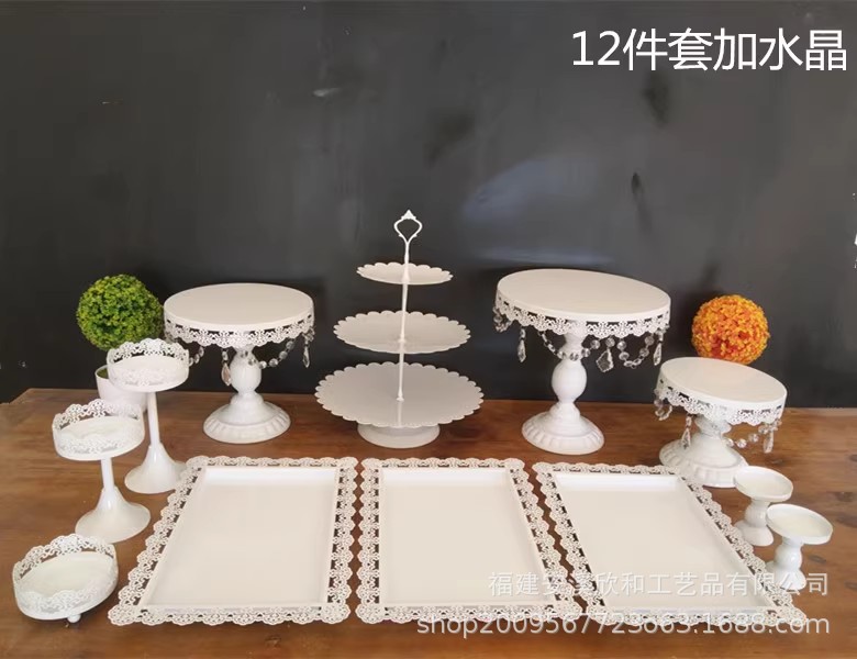 Estante de pastel europeo de hierro forjado conjunto de decoración de boda postres tienda de bocadillos estante de baile prop bandeja de pastel