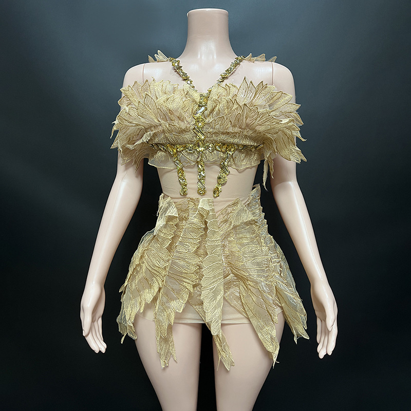 gold gogo dress Sheer Catsuit, Sequins Jumpsuit, Circus Costume, Dancewear, Gogo Outfit, Contortionist Unitard, Aerial Gifts main image 1