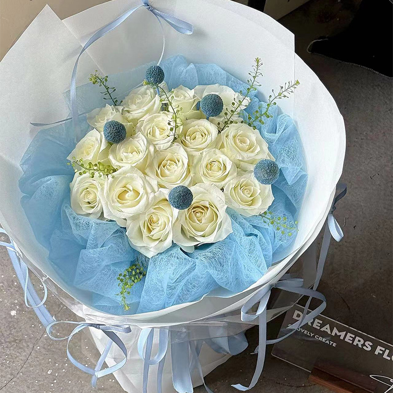 Embalaje de flores de algodón de alto nivel de atmósfera de flores de algodón envueltas de flores materiales de flores artesanales al por mayor