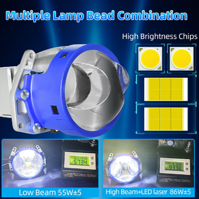 Lentes de doble luz del automóvil LED P60 doble láser directo delantero 70W de alta potencia