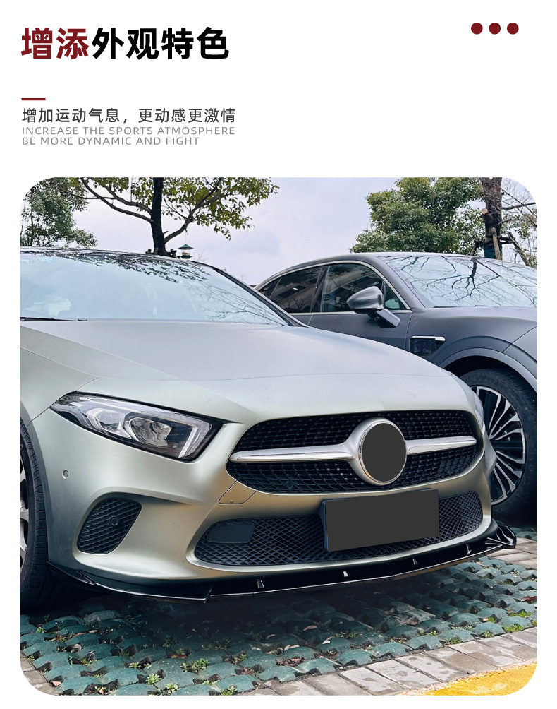 Suitable for Mercedes-Benz A-Class W177 V177 Early Standard Version 2018-21 Front Lip Front Spoiler Exterior Modification