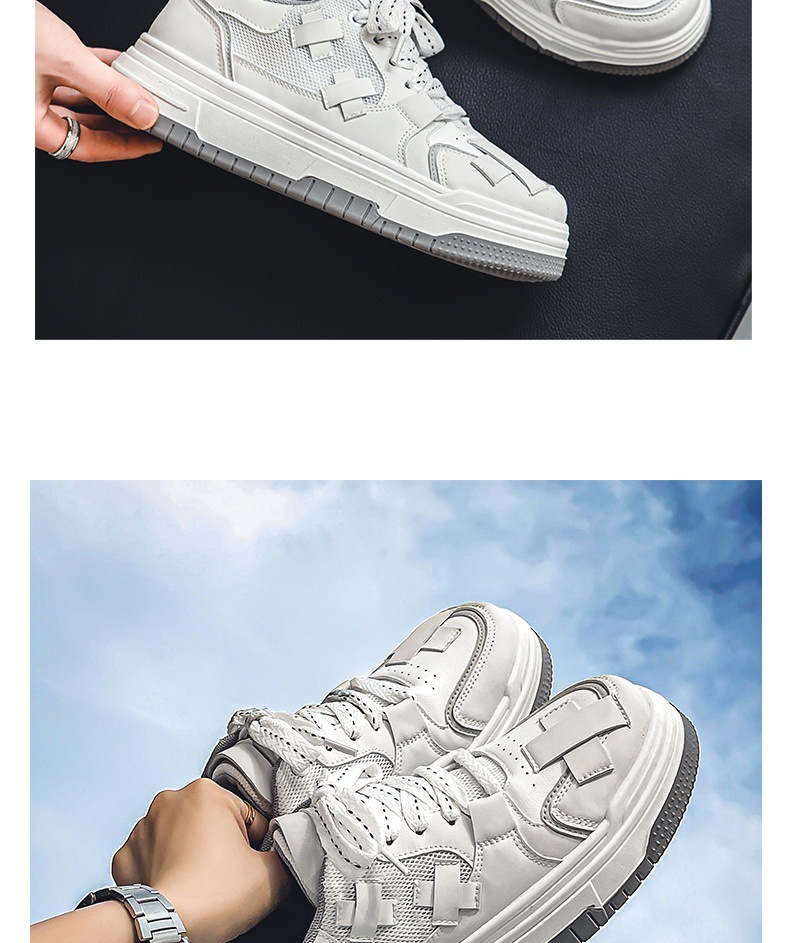 Men's Casual Sneakers White Platform Comfortable Trendy Shoes_voghion.com