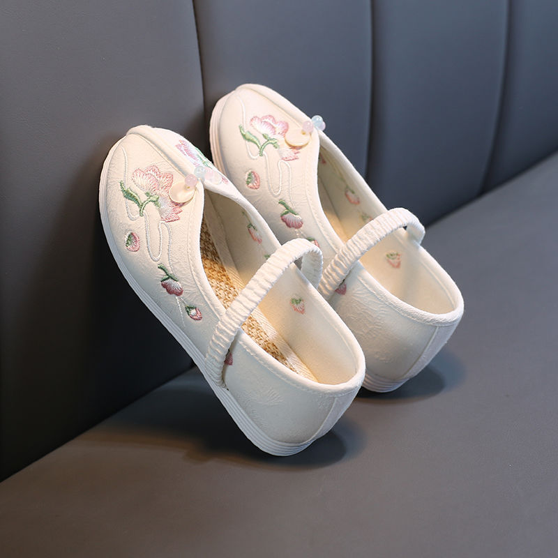 儿童绣花鞋布鞋女童民族风宝宝公主鞋学生汉服鞋古装演出鞋速卖通