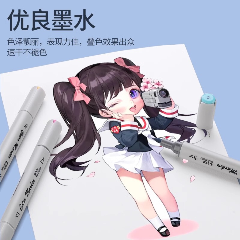 STA 3212BR rotulador de cabeza suave de doble cabeza, animación artística, pincel especial a todo color de 168 colores, bolígrafo de acuarela